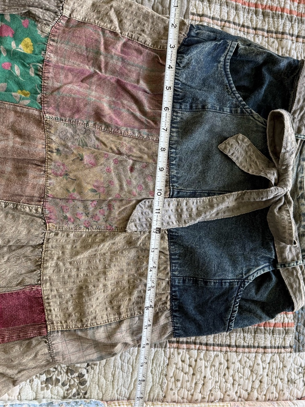 Boho Tiered Maxi Skirt in Olive Patchwork - Picture 5 of 9